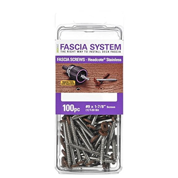 Headcote Stainless Steel Fascia Screws 9 x 1-7/8" T-20 Star Drive Cedar 100 Pieces$$Hardware