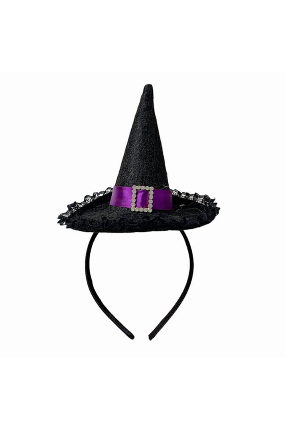 Headdress Lace Witch Hat Headband Specter Hair Hoop with Mesh Strong Hold Hair Hoop for Girls Boys