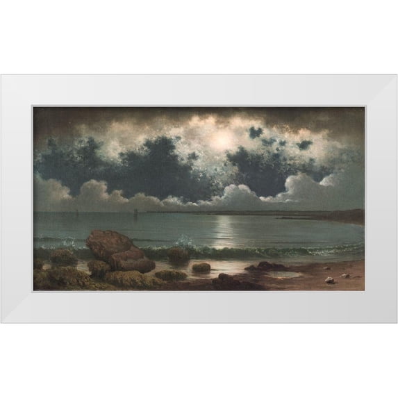Heade, Martin Johnson 14x10 White Modern Wood Framed Museum Art Print Titled - Point Judith Rhode Island
