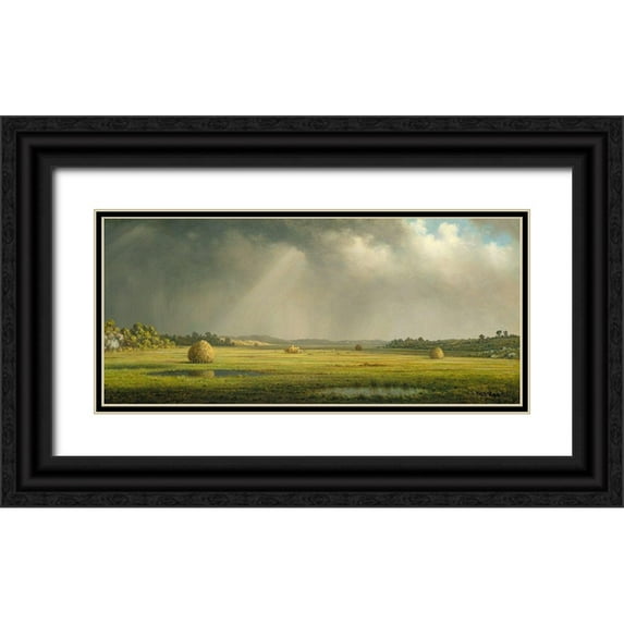 Heade, Martin Johnson 18x10 Black Ornate Wood Framed with Double Matting Museum Art Print Titled - Newburyport Meadows