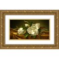 thumbnail image 1 of Heade, Martin Johnson 24x14 Gold Ornate Wood Framed with Double Matting Museum Art Print Titled - Magnolias on Gold Velvet Cloth, 1 of 4