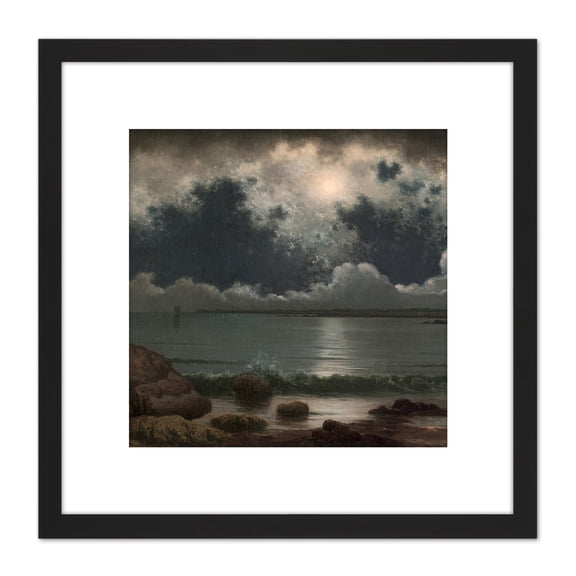 Heade Point Judith Rhode Island 8X8 Inch Square Wooden Framed Wall Art Print Picture with Mount