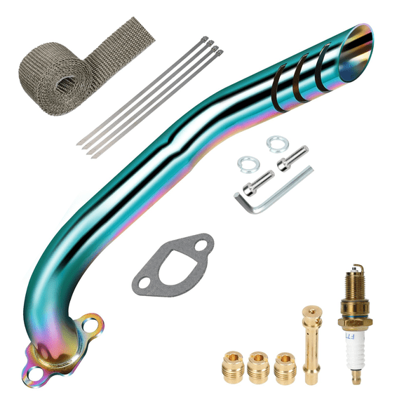 Header Exhaust Pipe Compatible with Predator 212cc 196cc Coleman Mini Bike CT200U BT200X Baja Warrior Massimo MB200 GX160 6.5hp Small KT196 Go Kart Parts Colorful