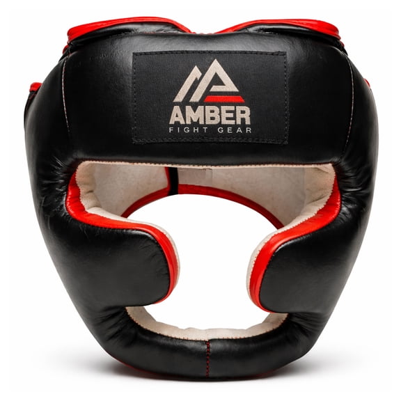 Professional Leather Boxing Headgear for Training, Sparring, Kickboxing, MMA, Muay Thai – Thick Padding with Cheek Protection, Adjustable Fit, Medium