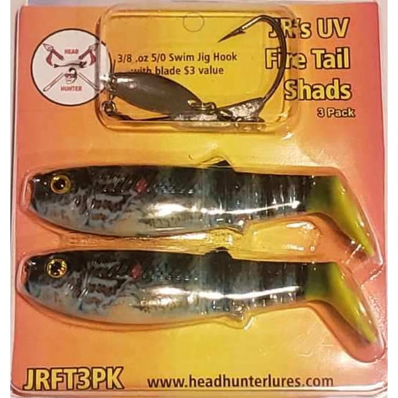 Headhunter Lures, Fire Tail Shads, 2pk