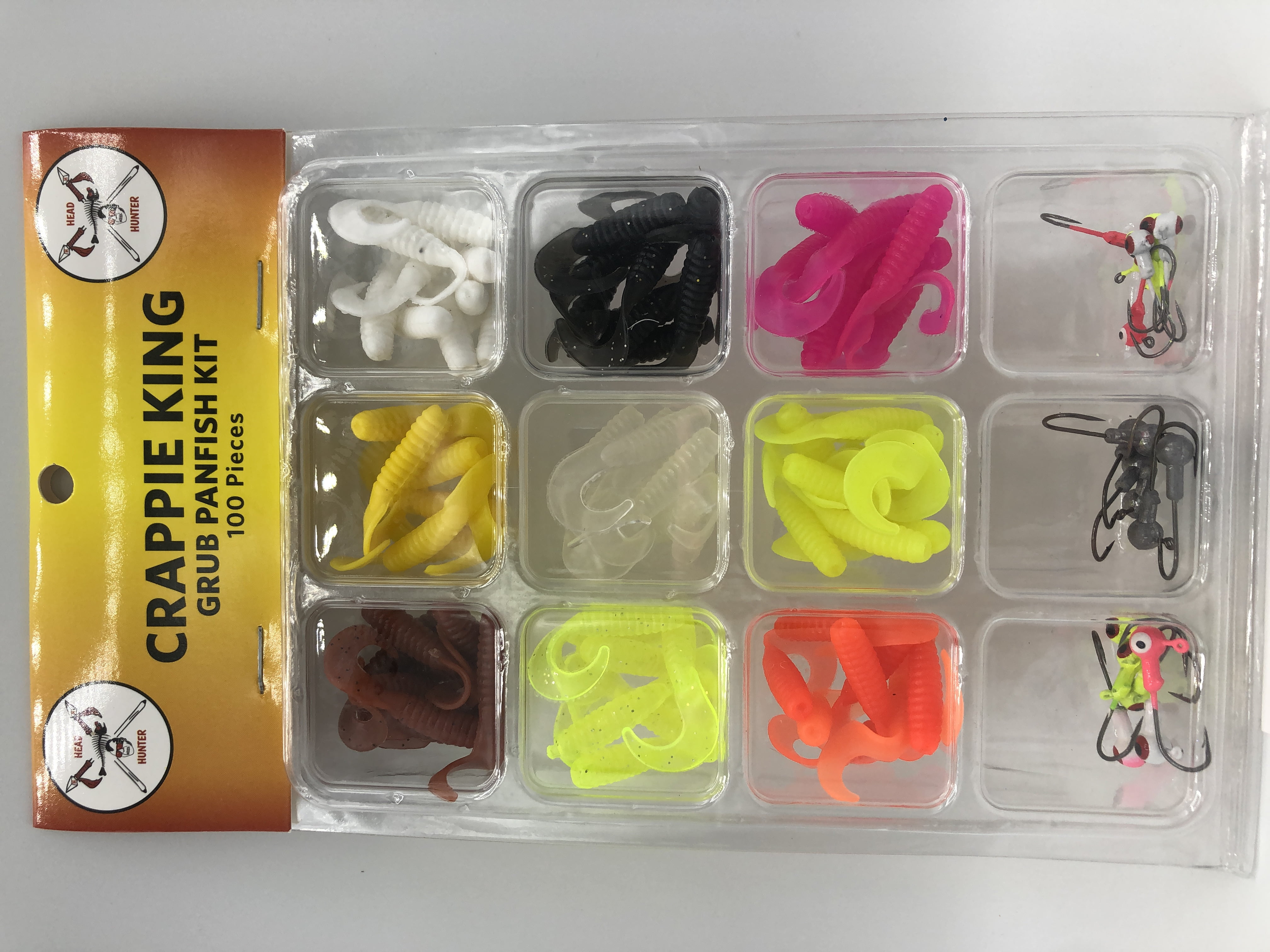 Headhunter Lures Grub Kit, 100 Assorted Grubs and Heads - Walmart.com