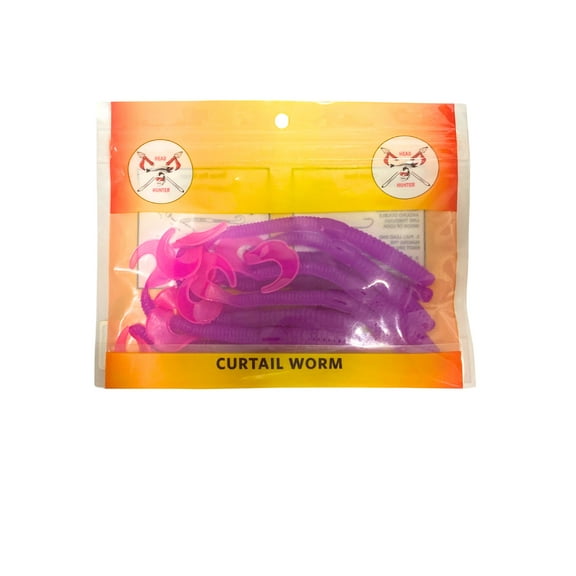 Headhunter Lures, Twirl Tail Worm, Purple Fire, 4in, 12ct