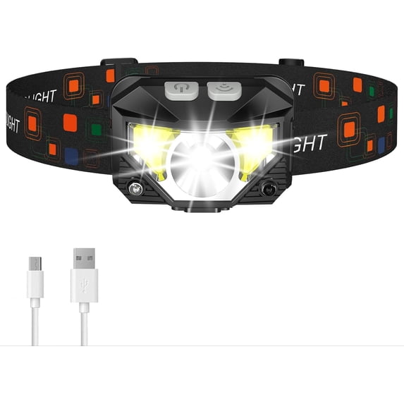 Headlamp Flashlight, 1200 Lumen Ultra-Light Bright LED Rechargeable Headlight with White Red Light, Waterproof Motion Sensor Head Lamp, 8 Modes for Outdoor Camping Running Fishing-1 Pack