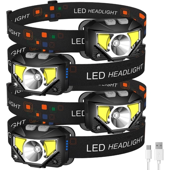 Headlamp Flashlight,4- Lumen  Bright   Headlight with White Red Light, Motion Sensor  Lamp,8 Mode for Outdoor Camping Running Cycling Fishing