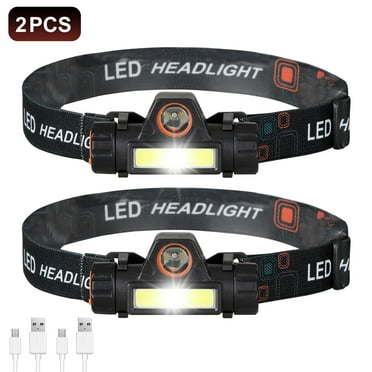 Headlamp Flashlight, Led Camping Headlight 500 Lumens USB Rechargeable Super Bright Head/2 Modes/Waterproof/Built in Batteries for Outdoors, Camping, Fishing,2 pack