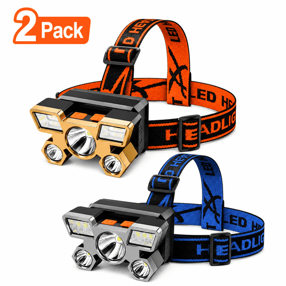 Headlamp Flashlight, Lumen Ultra-Light Bright LED Rechargeable Headlight with White Red Light, 2-Pack Waterproof Motion Sensor Head Lamp, for Outdoor Camping Running Hiking Fishing