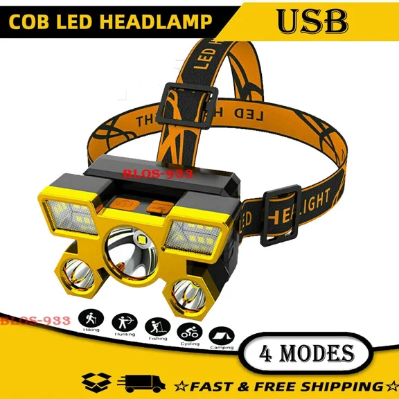 Headlamp Flashlight Rechargeable COB Head Light Torch Lamp Waterproof 750000LM