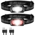 thumbnail image 1 of Headlamp Rechargeable 2 Pack - LED Head Lamp with Motion Sensor, White Red Light, 11 Modes - Head Lights Forehead Flashlight for Adults Kids, Waterproof Headlight for Fishing Camping Hiking Running, 1 of 8