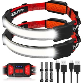 Headlamp Rechargeable 2 Pack, Super Bright 1500Lumen Wide Beam LED Headlamp, 6 Modes Head Lamp with Tail Red Light(Individual Control), Lightweight Waterproof Hardhat Headlight