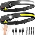 thumbnail image 1 of Headlamp Rechargeable 2PCS, 230° Wide Beam Head Lamp LED with Motion Sensor for Adults - Camping Accessories Gear, Waterproof Head Light Flashlight for Hiking, Running, Repairing, Fishing, Cycling, 1 of 9