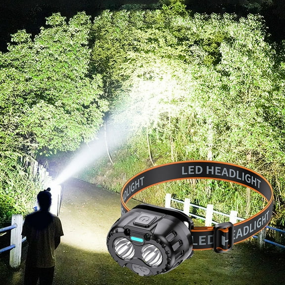 Headlamp Rechargeable, USB Motion Sensor Dual LED Head Flashlight, Waterproof Multi-Mode Headlamp With Adjustable Strap For Camping, Hiking, Fishing, Hunting And All Night Outdoor Use
