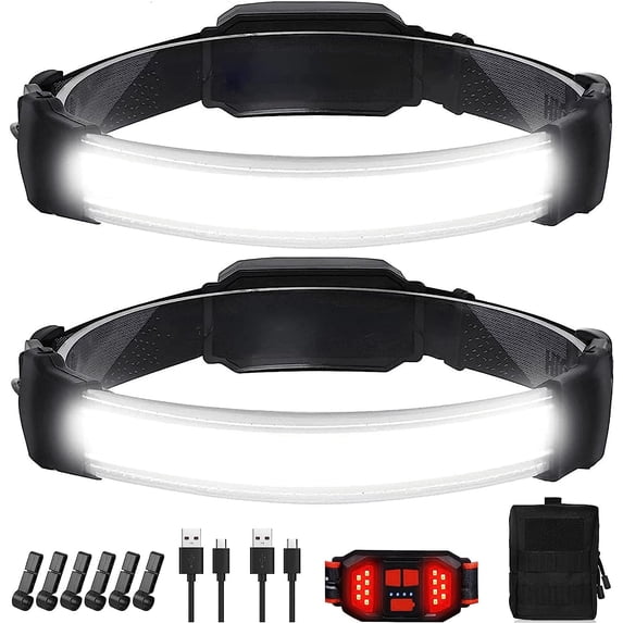 Headlamp Rechargeable,Ultra Bright Upgrade 1500 Lumens 6 Modes Head Lamp Led Rechargeable with Taillight(Individual Control),230°Wide Beam Waterproof Headlamps for Adults Outdoor Camping Running