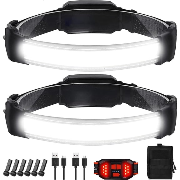 Headlamp Rechargeable,Ultra Bright Upgrade 1500 Lumens 6 Modes  Lamp Led Rechargeable with Taillight(Individual Control),230?Wide Beam  Headlamps for Adults Outdoor Camping Running