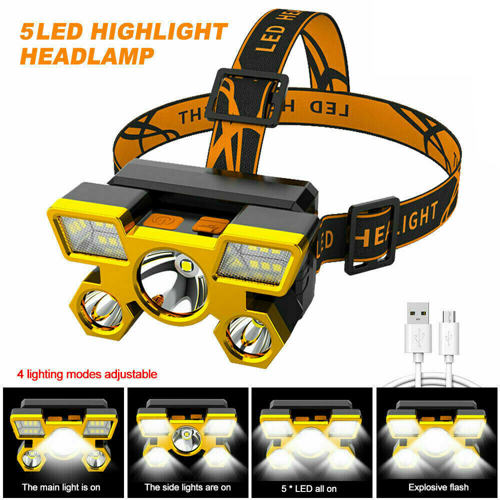 Headlamp USB Rechargeable LED Head Lamp, 9000 Lumen Ultra Bright CREE LED  Work Headlight, Modes Head Lamp Waterproof Headlamps for for Outdoor  Camping Hunting Running Hiking