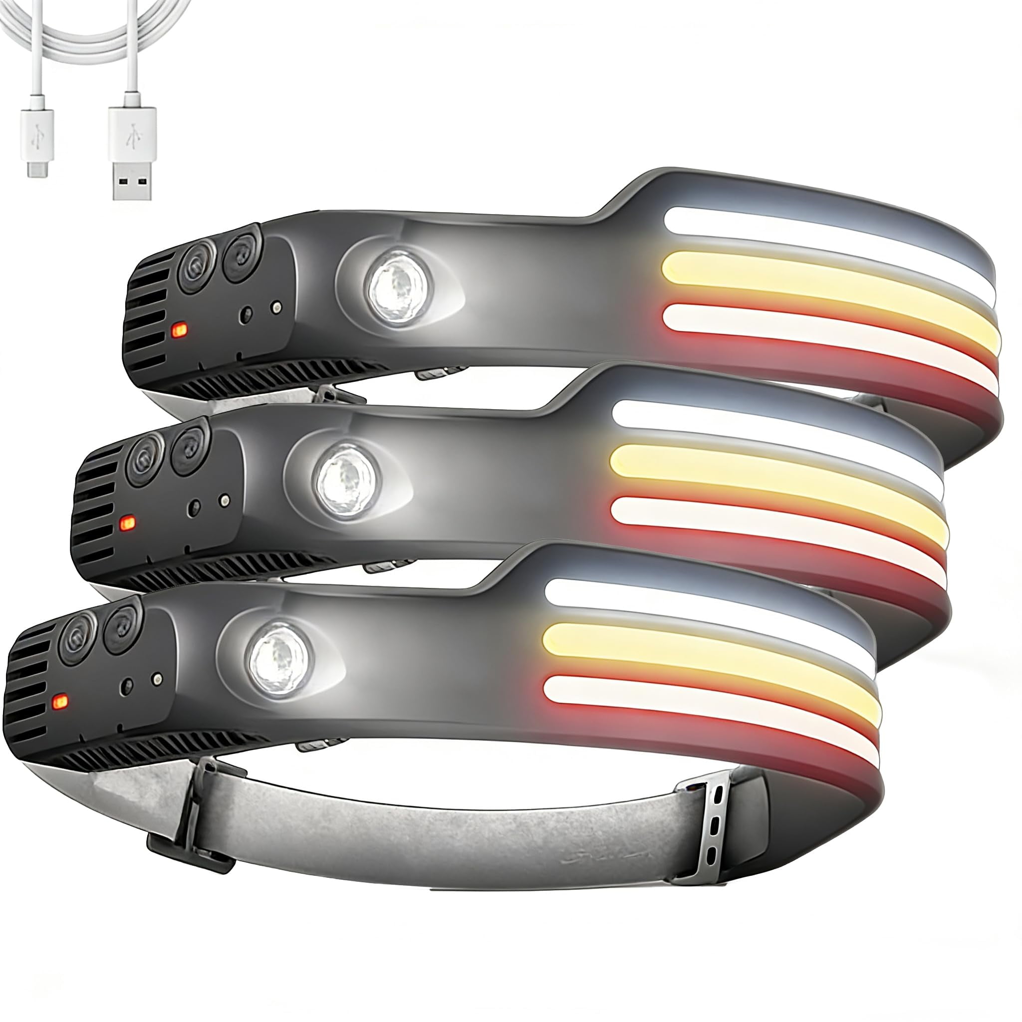 Headlamp, Ultra-Bright 1000lm Light 230° LED Headlamp with 10 Different Modes, 230° Wide Beam Head Lamp with Motion Sensor for Adults, Waterproof Lightweight Outdoor Camping Hiking