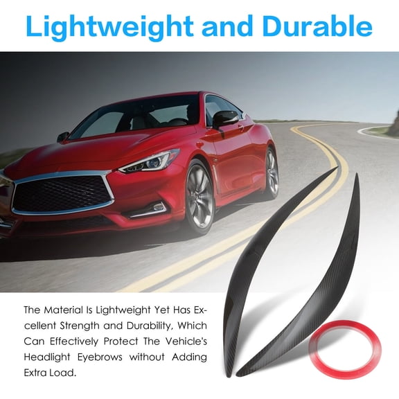 Headlamp Upper Carbon Fiber Trim Driver & Passenger for 17-20 Infiniti Q60 3.0L