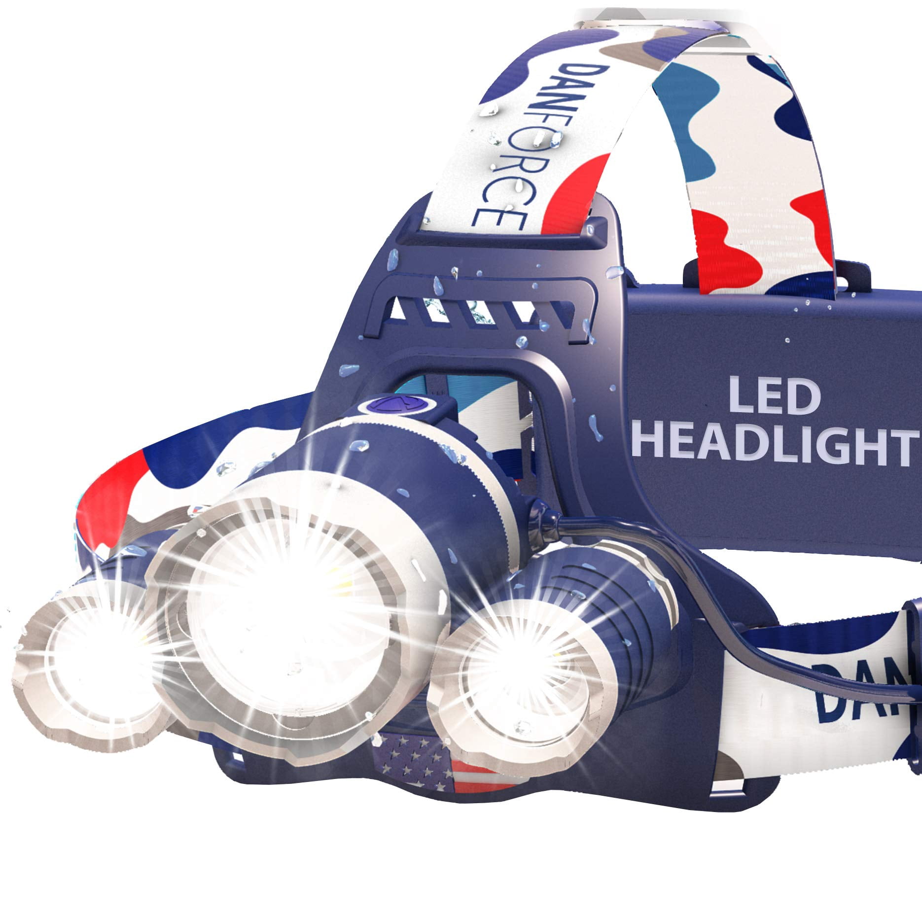 Headlamp. Usb Rechargeable Led Head Lamp. Ultra Bright Luminus 1080 Lumen Flashlight + Red Light. Headlamps For Adults  Camping Outdoors & Hard Hat Work. Zoomable Ipx54 Headlight