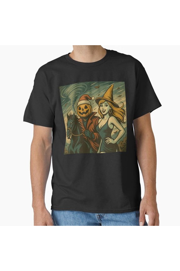 Headless Horseman And Witch Ride The Storm Holiday Crossover G20833 Unisex T-Shirt, Up to Size 5XL