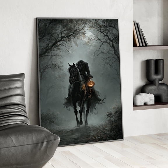 Headless Horseman Gothic Wall Art Dark Academia Decor, Unframed Paper Print Size 8x12