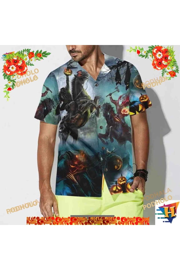 Headless Horseman Halloween Shirt For Men Hawaiian Shirt, Perfect Gift For Lover
