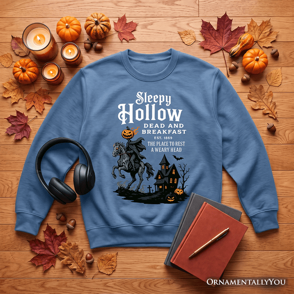 Headless Horseman Sleepy Hollow Halloween Dark Sweatshirt, Dead and Breakfast Retro Sweater