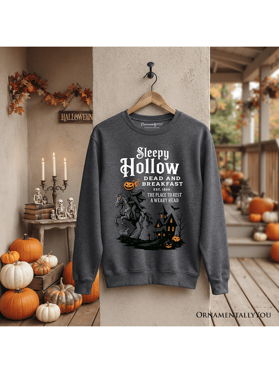 Headless Horseman Sleepy Hollow Halloween Dark Sweatshirt, Dead and Breakfast Retro Sweater