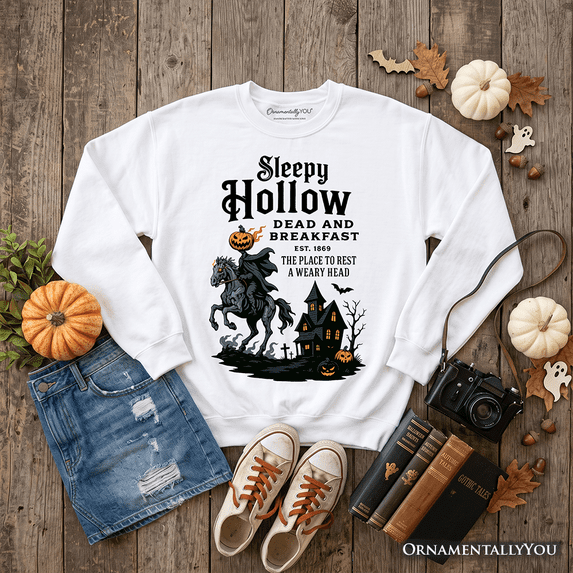 Headless Horseman Sleepy Hollow Halloween Light Sweatshirt, Dead and Breakfast Retro Sweater