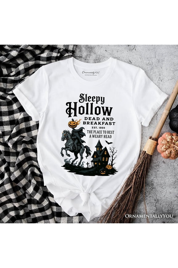 Headless Horseman Sleepy Hollow Halloween T-Shirt, Dead and Breakfast Retro Tee