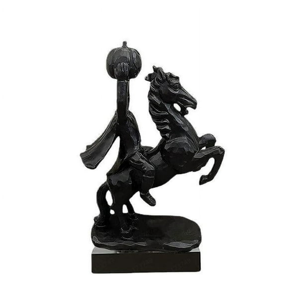 Headless Horseman Statue with Pumpkin Horror Headless Horseman Halloween Decor Sculpture Handmade for Mantle Table Decor