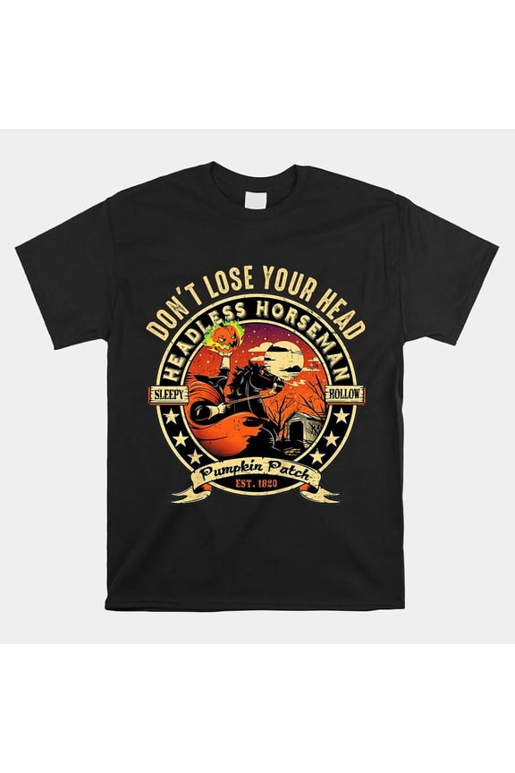 Headless Horseman Urban Legend Halloween Pumpkin Patch T-shirt Size S-5XL