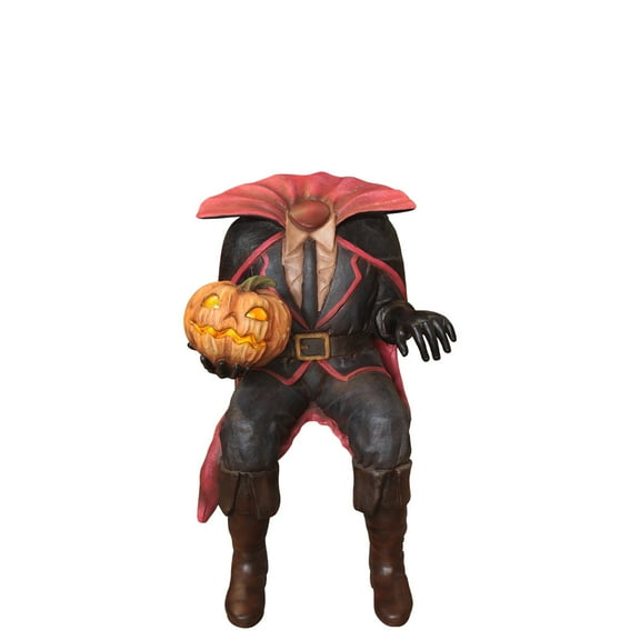 Headless Pumpkin Man Sitting Life Size Statue
