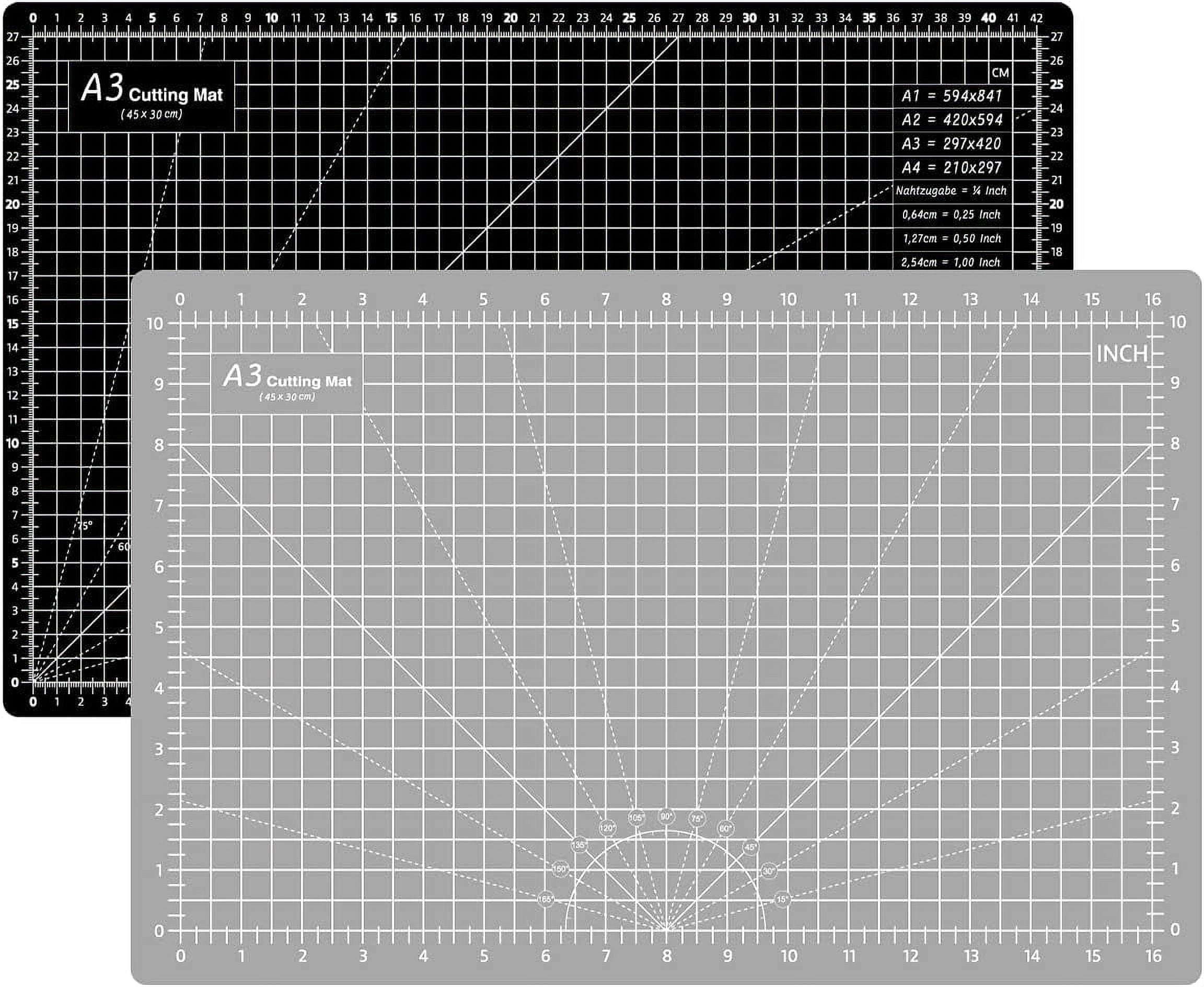 Headley Tools Thickened 24 x 36 Inch Self Healing Sewing Cutting Mat, A1 Rotary Cutting Sewing Mat for Crafts, Double Sided 5-Ply Table Cutting Board for Fabric Quilting Leather Hobby, Grey/Black