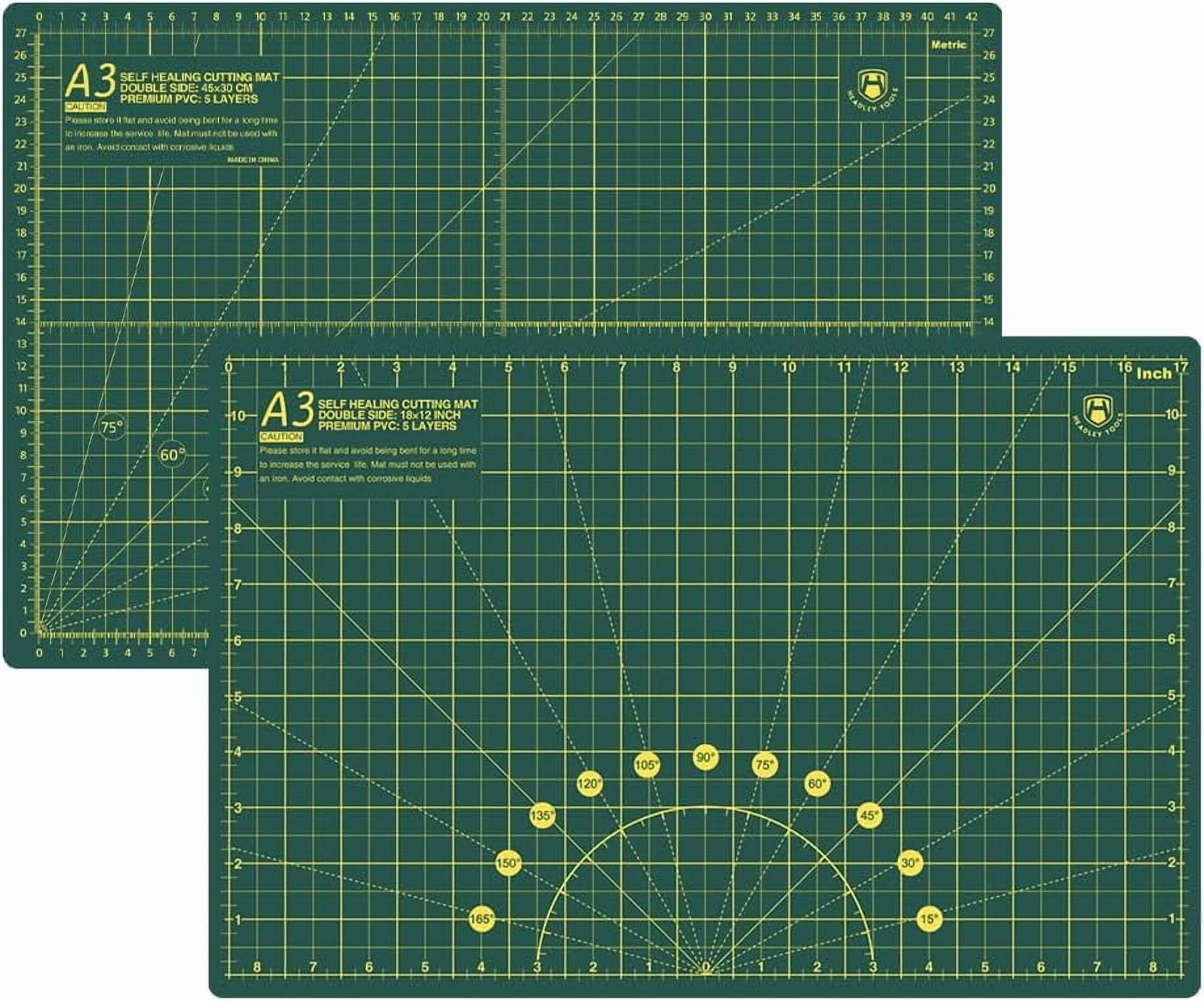 Headley Tools Thickened 24 x 36 Inch Self Healing Sewing Cutting Mat, A1 Rotary Cutting Sewing Mat for Crafts, Double Sided 5-Ply Table Cutting Board for Fabric Quilting Leather Hobby, Grey/Black