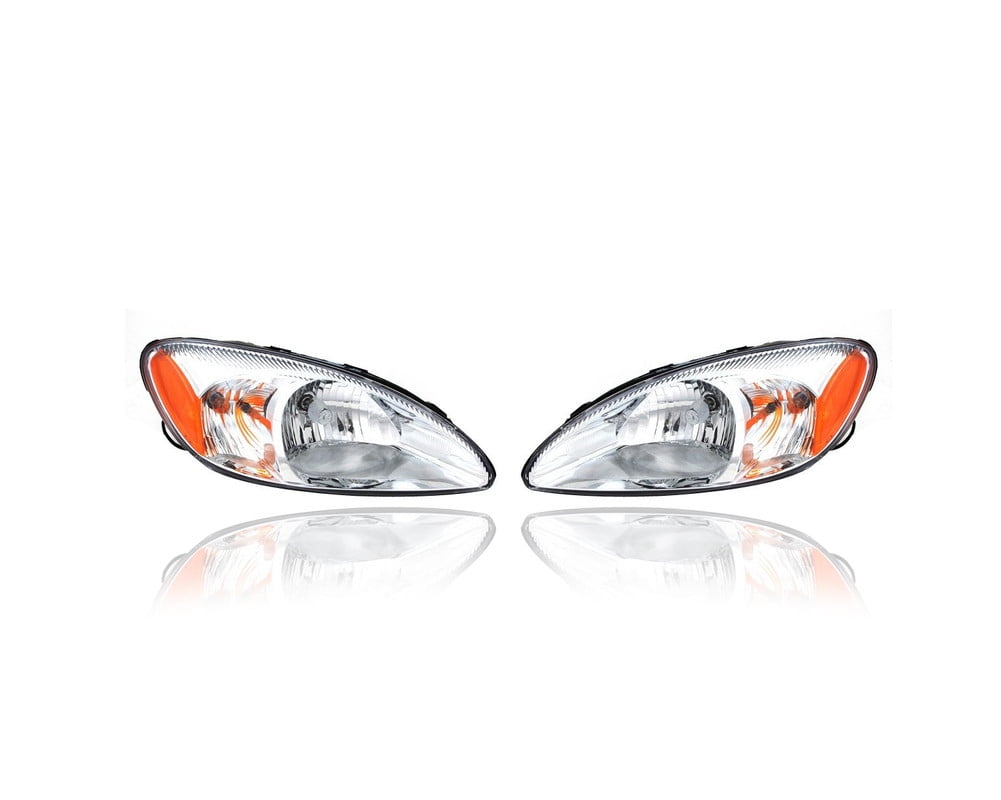 Headlight Assembly - Compatible/Replacement for '00-07 Ford Taurus (Exclude  Centennial Edition) - Chrome Bezel - Pair, Left Driver + Right Passenger