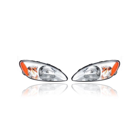 Headlight Assembly - Compatible/Replacement for '00-07 Ford Taurus (Exclude Centennial Edition) - Chrome Bezel - Pair, Left Driver + Right Passenger Set - 1F1Z13008AA, 1F1Z13008AB