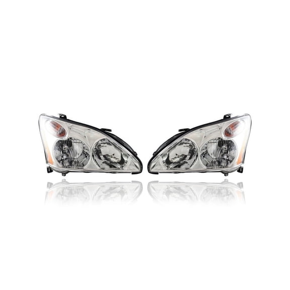 Headlight Assembly - Compatible/Replacement for '04-06 Lexus RX330, 07-09 RX350 (North American Built) - Halogen - Pair, Left Driver + Right Passenger Set - 811100E010, 811500E010