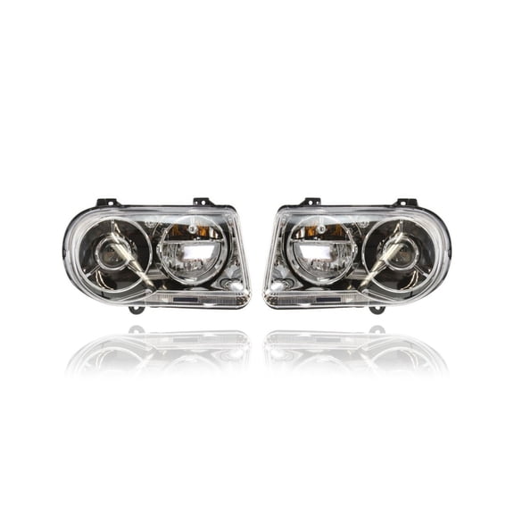 Headlight Assembly - Compatible/Replacement for '05-10 Chrysler 300, 08-10 300-Limited/3.5L - Projector Halogen - Pair, Left Driver + Right Passenger Set - 57010862AA, 57010863AA CAPA