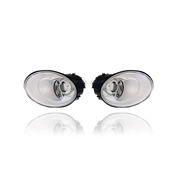 Headlight Assembly - Compatible/Replacement for '06-10 VW Volkswagen New Beetle - Halogen - Pair, Left Driver + Right Passenger Set - 1C0941030N, 1C0941029N CAPA