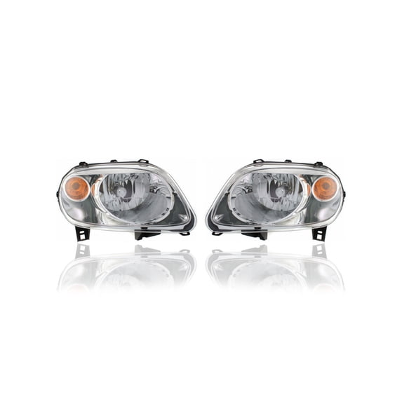 Headlight Assembly - Compatible/Replacement for '06-11 Chevrolet HHR - Chrome Interior Bezel - Pair, Left Driver + Right Passenger Set - 15827442, 15827441