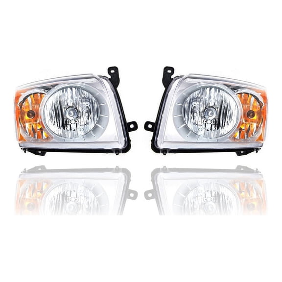 Headlight Assembly - Compatible/Replacement for '07-12 Dodge Caliber Without Leveling System - Pair, Left Driver + Right Passenger Set - 5303738AJ, 5303739AJ