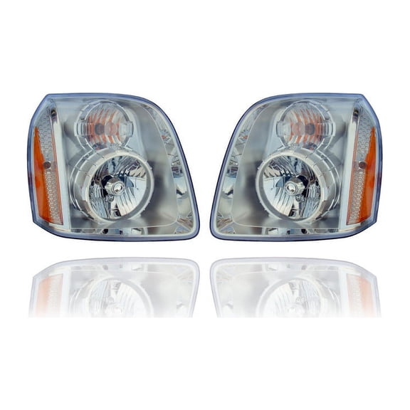 Headlight Assembly - Compatible/Replacement for '07-14 GMC Yukon Denali/XL Denali/Hybrid-Denali - Pair, Left Driver + Right Passenger Set - 20969897, 20969896 CAPA