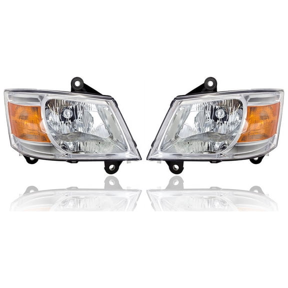 Headlight Assembly - Compatible/Replacement for '08-10 Dodge Grand Caravan - Halogen - Pair, Left Driver + Right Passenger Set - 5113332AD, 5113333AD - CAPA