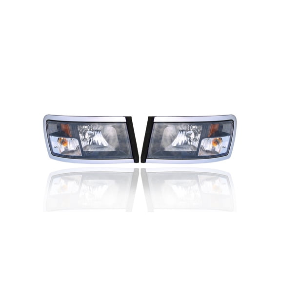 Headlight Assembly - Compatible/Replacement for '08-11 Dodge Dakota - LED, Black Bezel - Pair, Left Driver + Right Passenger Set - 1EK58WS2AE, 1EK59WS2AE - CAPA