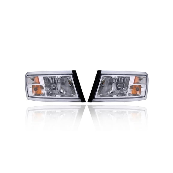 Headlight Assembly - Compatible/Replacement for '08-11 Dodge Dakota Without Black Bezel - LED - Pair, Left Driver + Right Passenger Set - 55112244AE, 55112245AE - CAPA