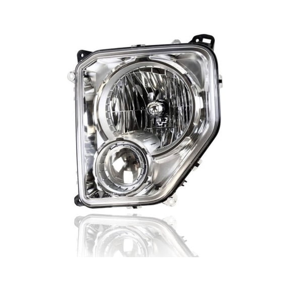 Headlight Assembly - Compatible/Replacement for '08-12 Jeep Liberty - Halogen With Round Bulb Shield, Without Fog Lamp - Left Hand - Driver - 57010171AE